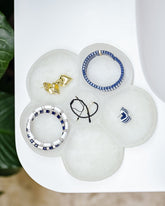 flower shaped tray, flower shaped jewelry tray, pretty jewelry tray, bedside jewelry tray, white flower tray